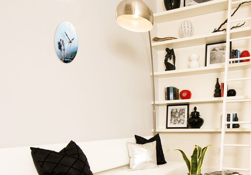 Horloge murale en verre personnalisée avec photo, à commander sur ... Horloge murale avec des tasses