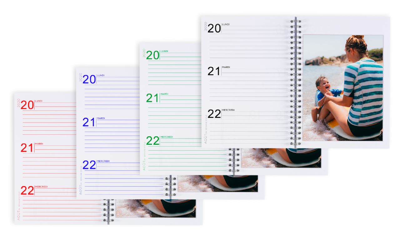 Agenda photo format A5 personnalisé avec photos et textes